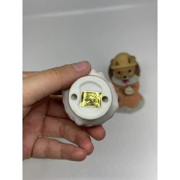 VTG HOMCO Tea Time Bears Figurine Set | Ceramic Mr. & Mrs. Teddy Bears w/ Table - Picture 7 of 8